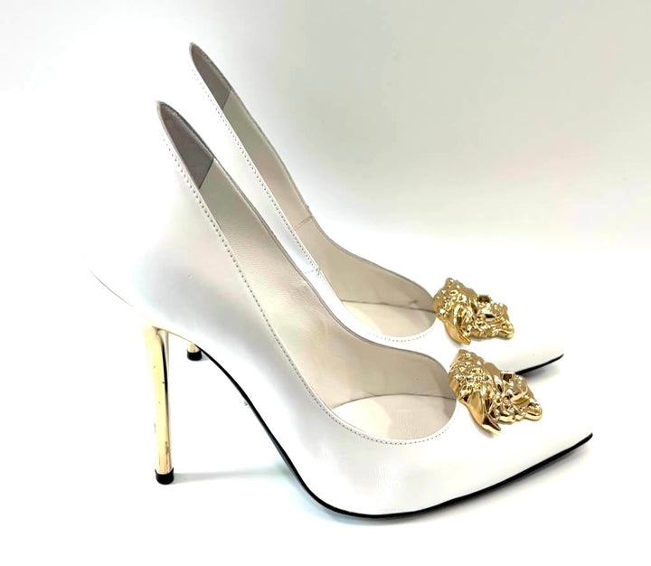 VERSACE LA MEDUSA CALFSKIN LEATHER PUMPS