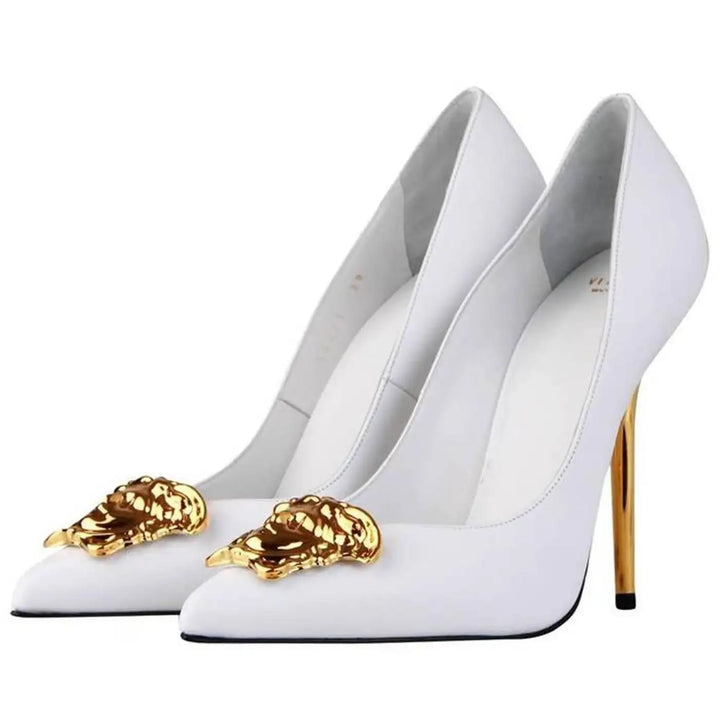 VERSACE LA MEDUSA CALFSKIN LEATHER PUMPS