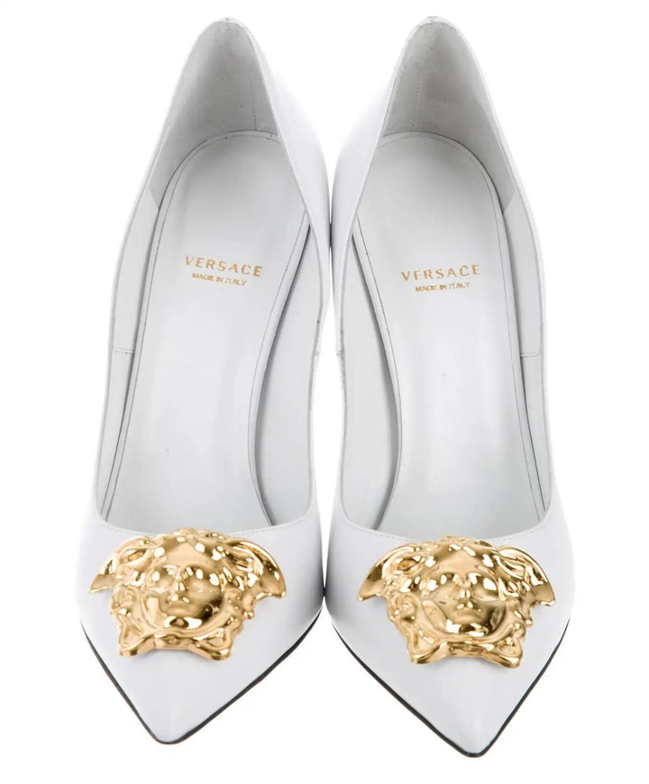 VERSACE LA MEDUSA CALFSKIN LEATHER PUMPS