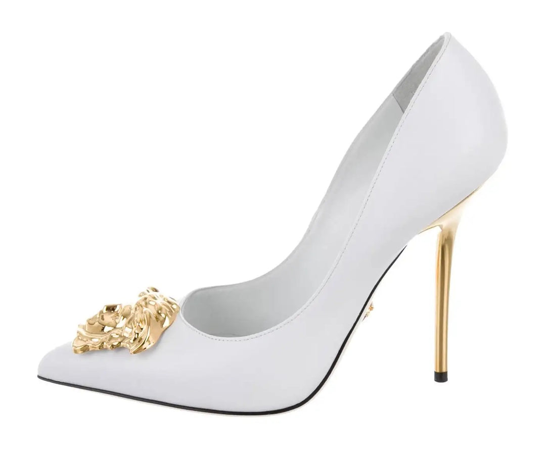 VERSACE LA MEDUSA CALFSKIN LEATHER PUMPS