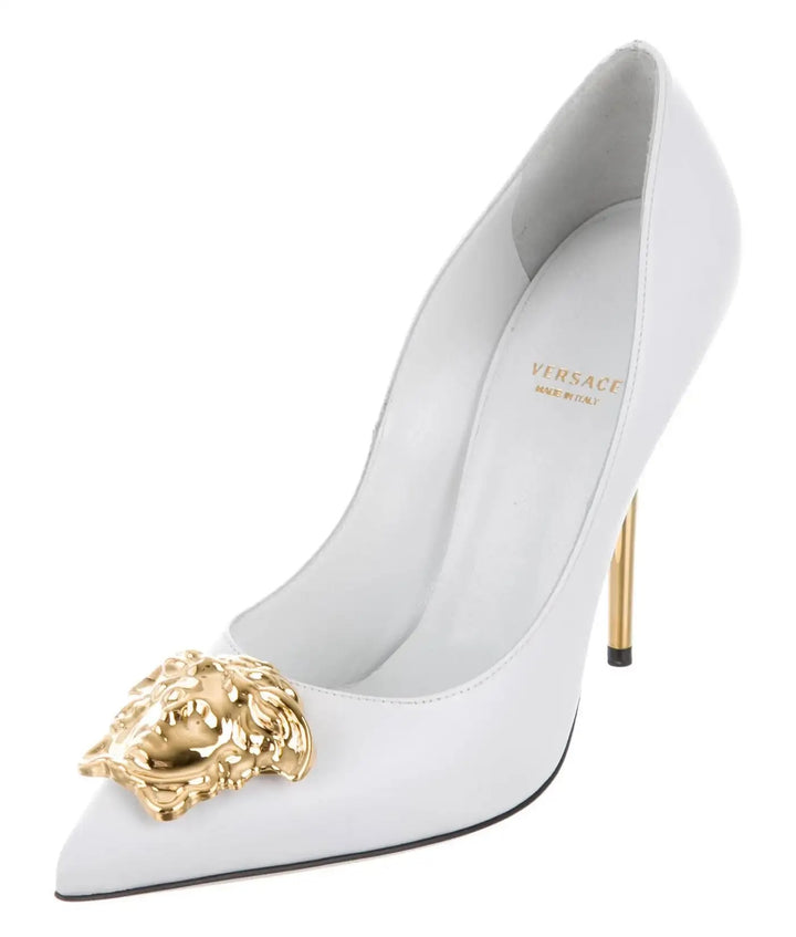 VERSACE LA MEDUSA CALFSKIN LEATHER PUMPS