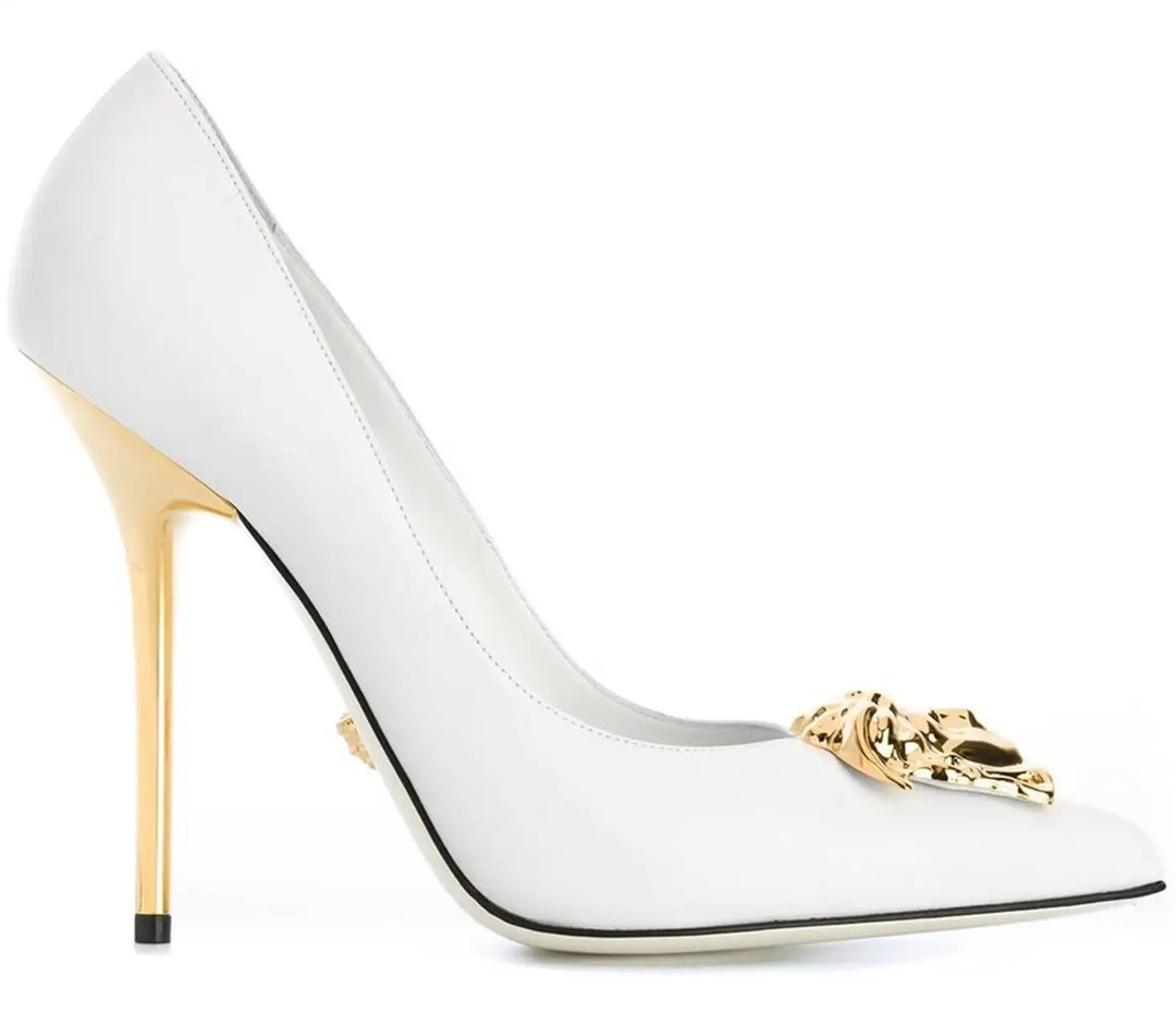 VERSACE LA MEDUSA CALFSKIN LEATHER PUMPS