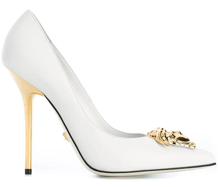 VERSACE LA MEDUSA CALFSKIN LEATHER PUMPS