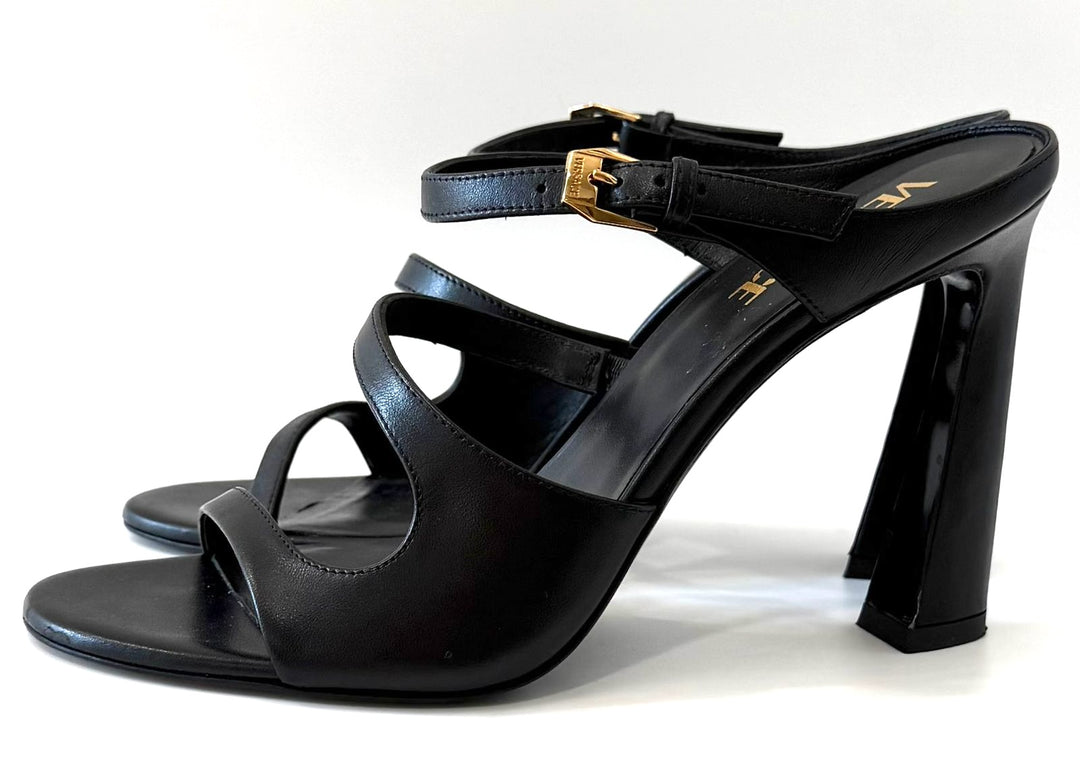 VERSACE LA MEDUSA CALFSKIN LEATHER HEELED SANDALS