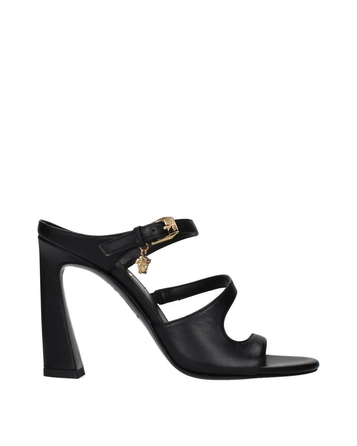 VERSACE LA MEDUSA CALFSKIN LEATHER HEELED SANDALS