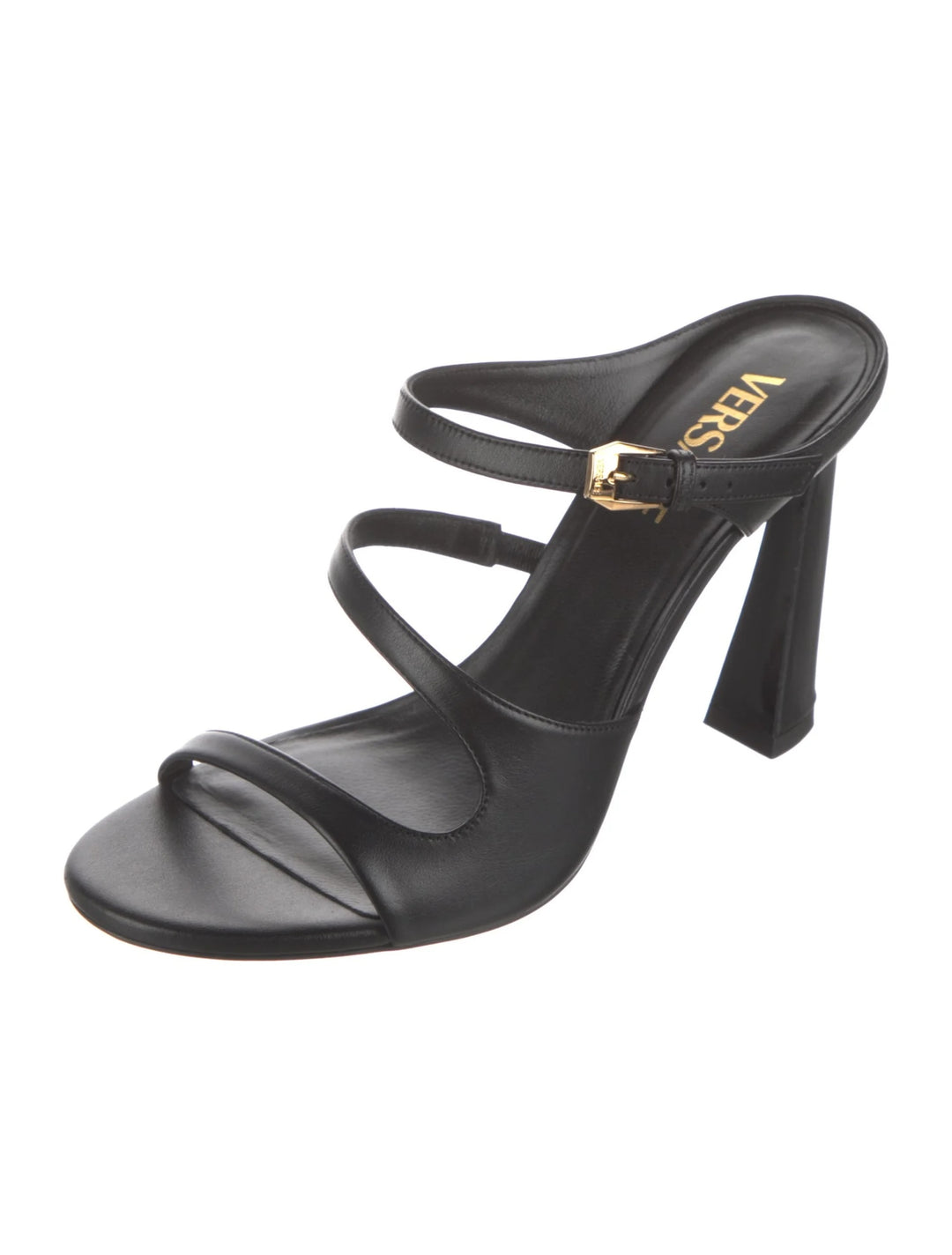 VERSACE LA MEDUSA CALFSKIN LEATHER HEELED SANDALS
