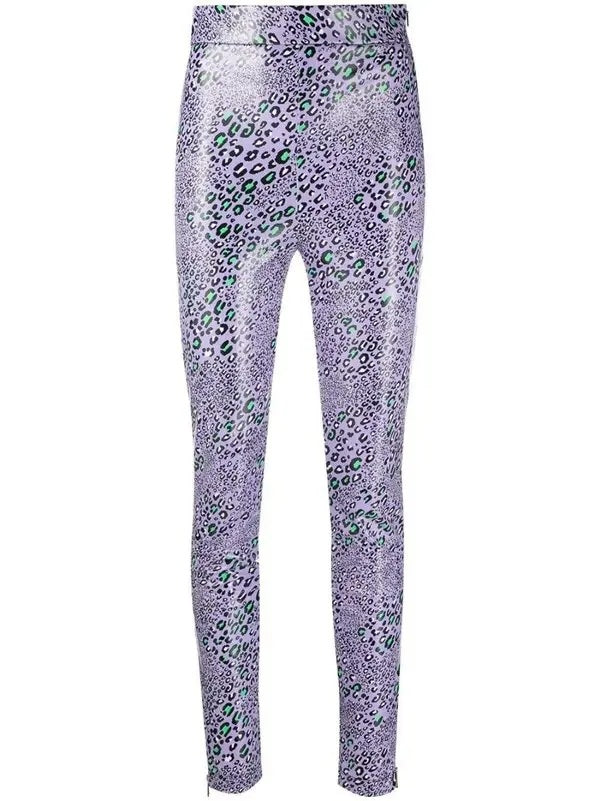 VERSACE LEOPARD PRINT VINYL LEGGINGS