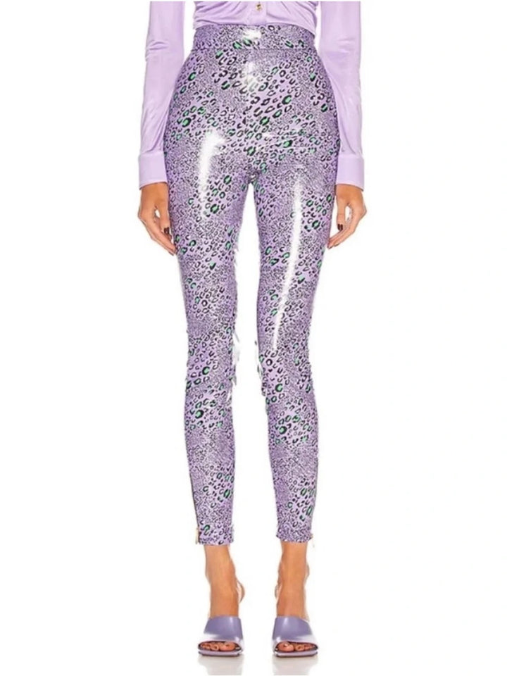 VERSACE LEOPARD PRINT VINYL LEGGINGS