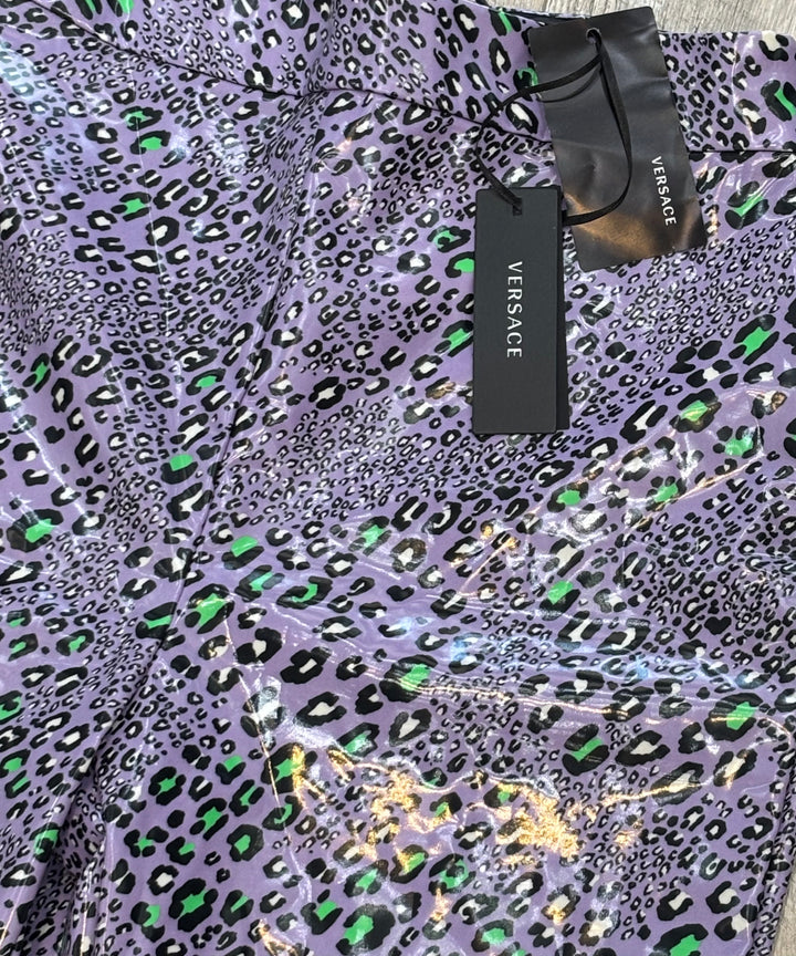 VERSACE LEOPARD PRINT VINYL LEGGINGS
