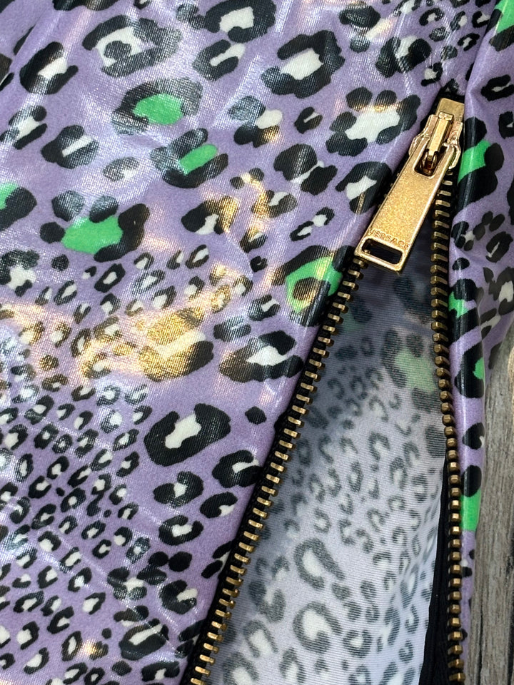 VERSACE LEOPARD PRINT VINYL LEGGINGS