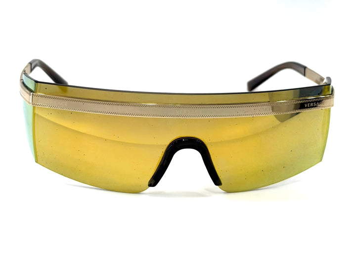 VERSACE VE2208 10027P SHIELD WRAP LOGO SUNGLASSES