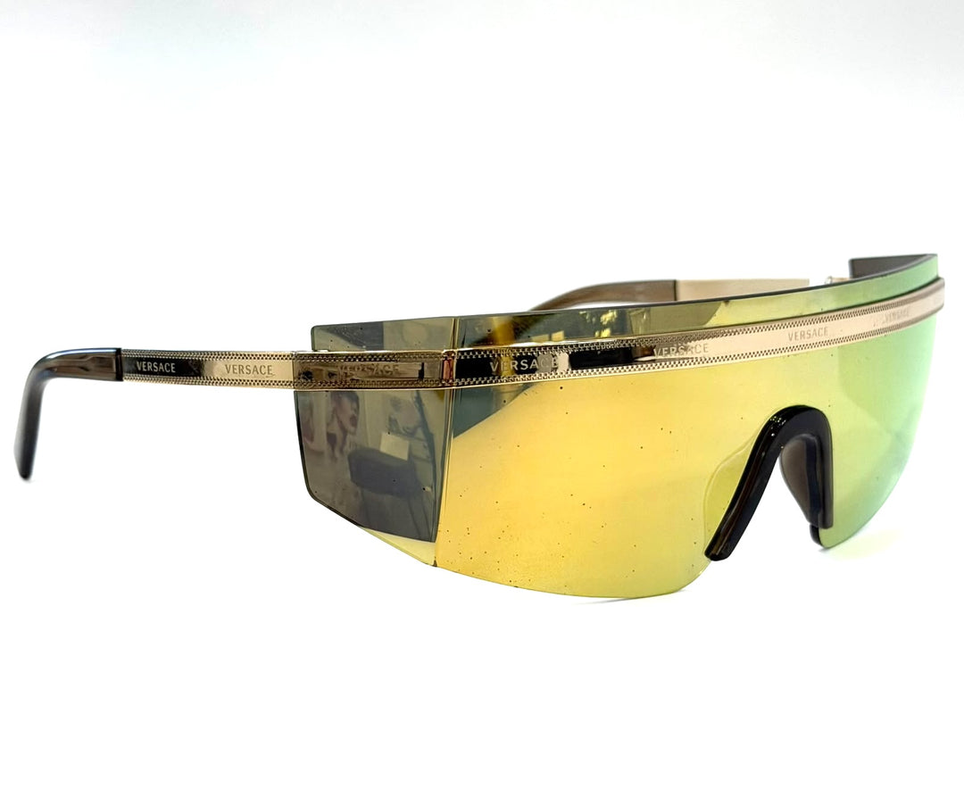 VERSACE VE2208 10027P SHIELD WRAP LOGO SUNGLASSES
