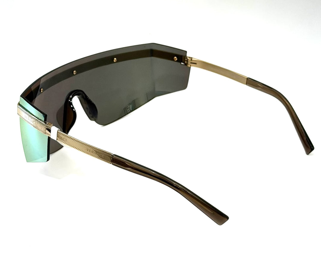 VERSACE VE2208 10027P SHIELD WRAP LOGO SUNGLASSES