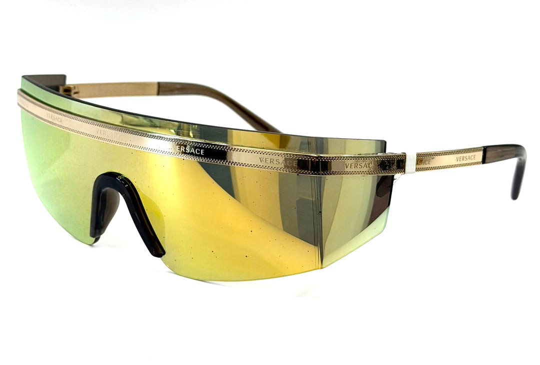 VERSACE VE2208 10027P SHIELD WRAP LOGO SUNGLASSES