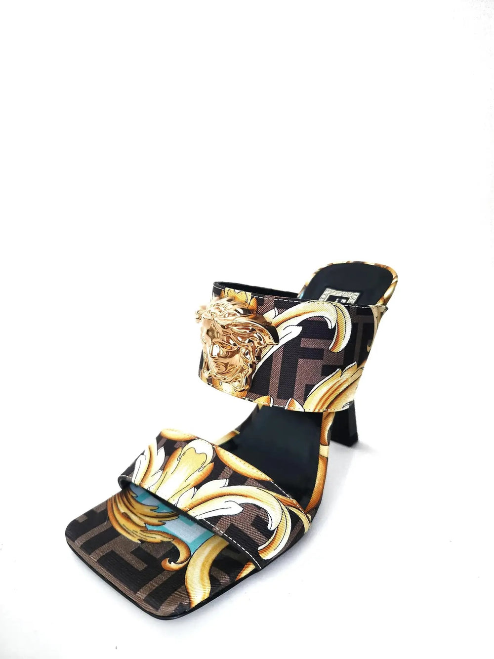 Fendi x Versace Fendace Baroque Medusa Men’s Slides Fendi x Versace Black/Yellow Baroque Fabric Fendace Medusa  main image 4