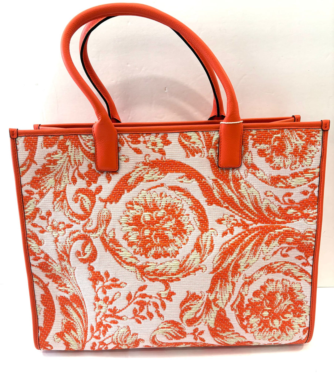 VERSACE BAROCCO RAFIA &amp; LEATHER GOLD MEDUSA LARGE TOTE