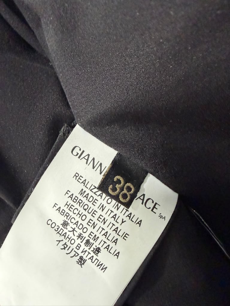 VERSACE BLACK LACQUERED LEATHER SHORT DRESS