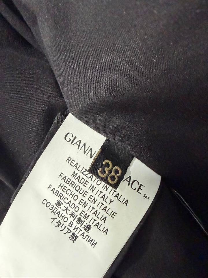 VERSACE BLACK LACQUERED LEATHER SHORT DRESS