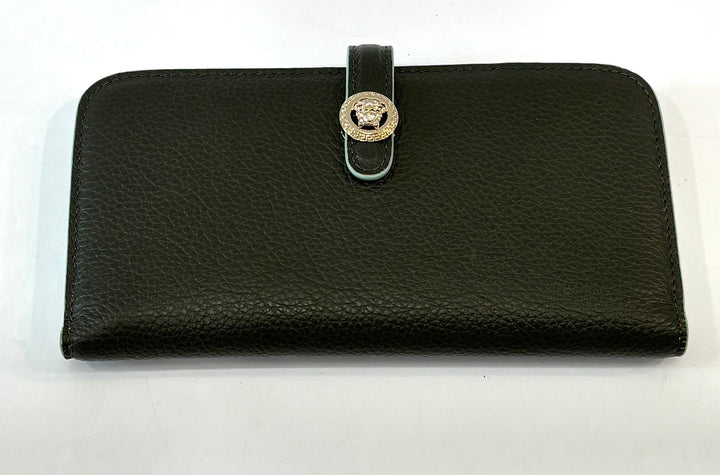 VERSACE BLACK LEATHER MEDUSA WALLET