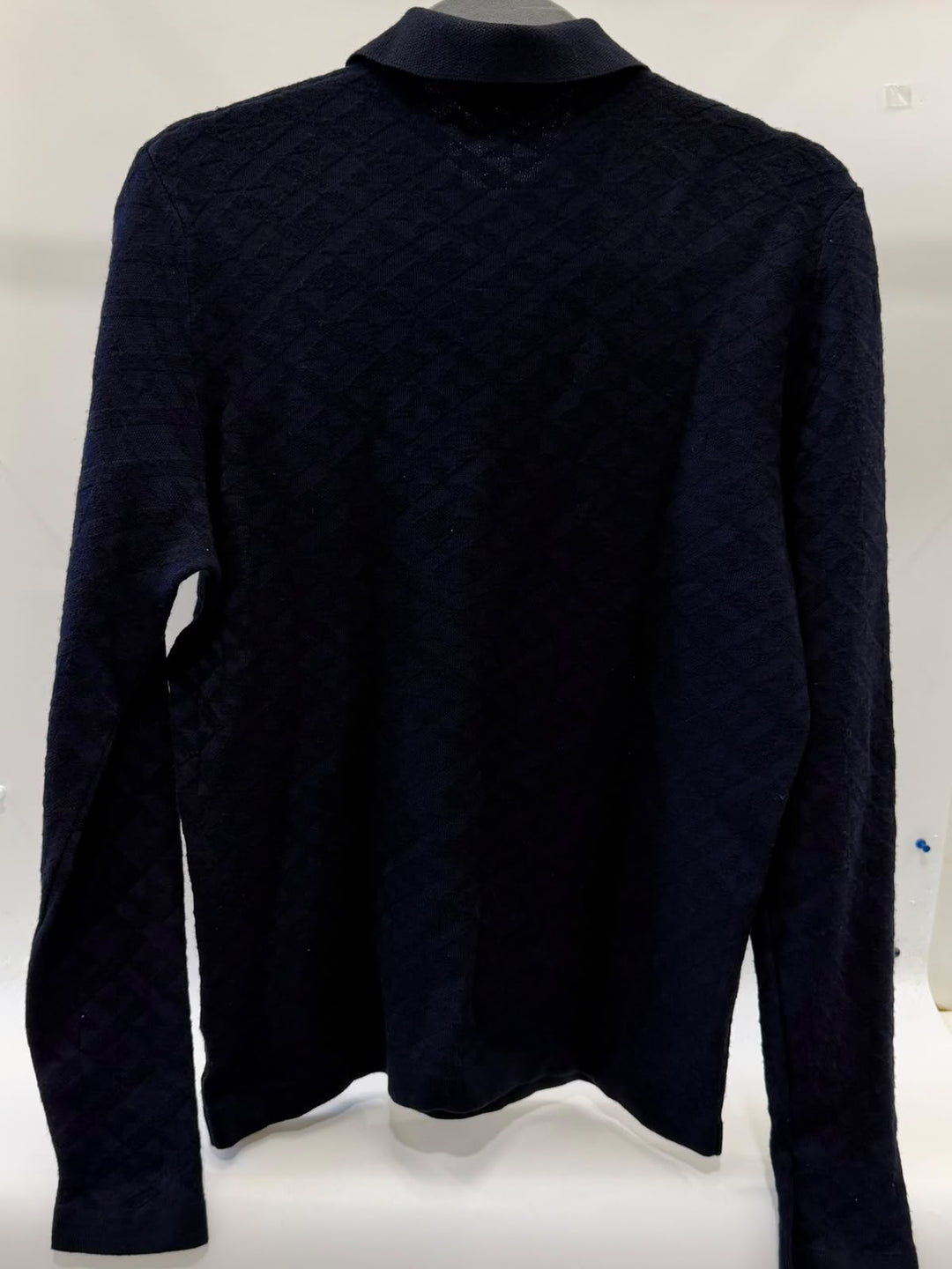 VERSACE COLLECTION NAVY LONG SLEEVE KNIT POLO SWEATER