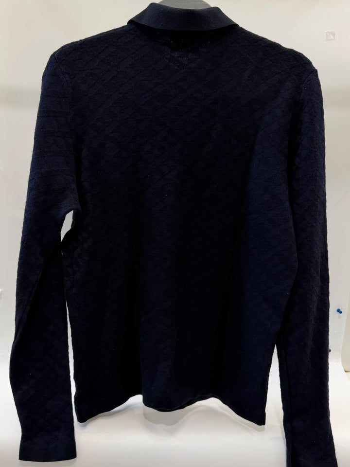 VERSACE COLLECTION NAVY LONG SLEEVE KNIT POLO SWEATER