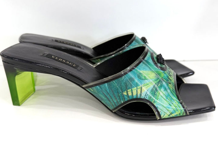 VERSACE LA MEDUSA JUNGLE PRINT RUNWAY COLLECTION MULES
