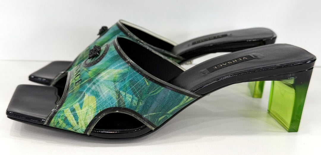 VERSACE LA MEDUSA JUNGLE PRINT RUNWAY COLLECTION MULES