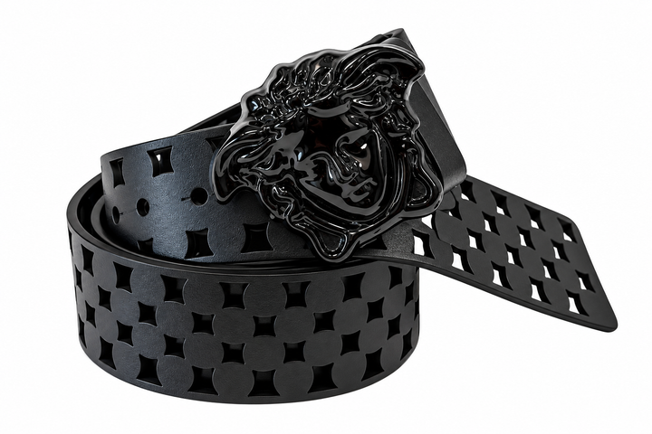 VERSACE LA MEDUSA BLACK INSIGNIA BELT