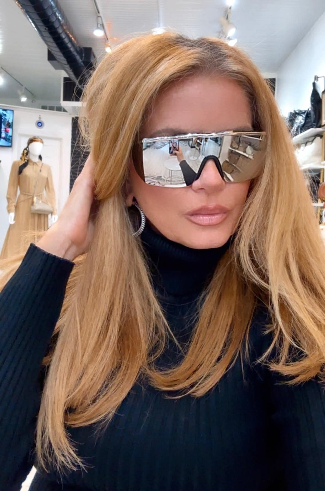 VERSACE SHIELD MIRRORED SUNGLASSES