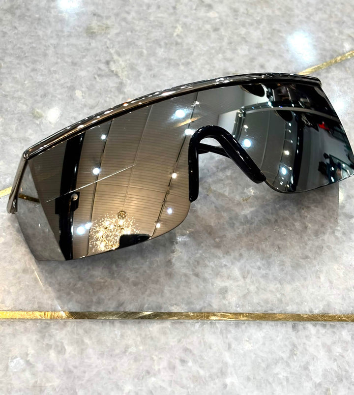 VERSACE SHIELD MIRRORED SUNGLASSES