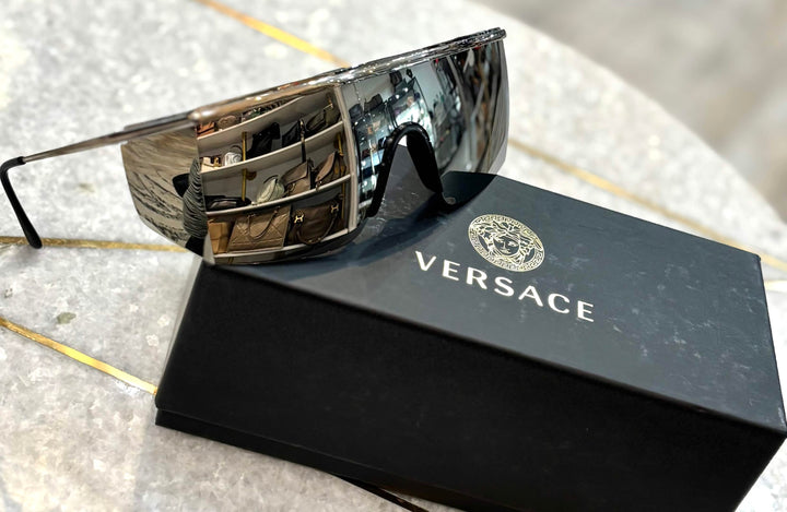 VERSACE SHIELD MIRRORED SUNGLASSES