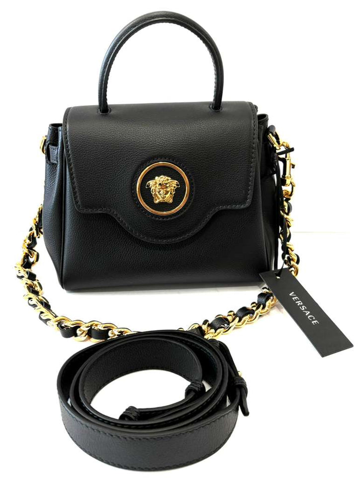 VERSACE LA MEDUSA TOP HANDLE CALFSKIN LEATHER BAG