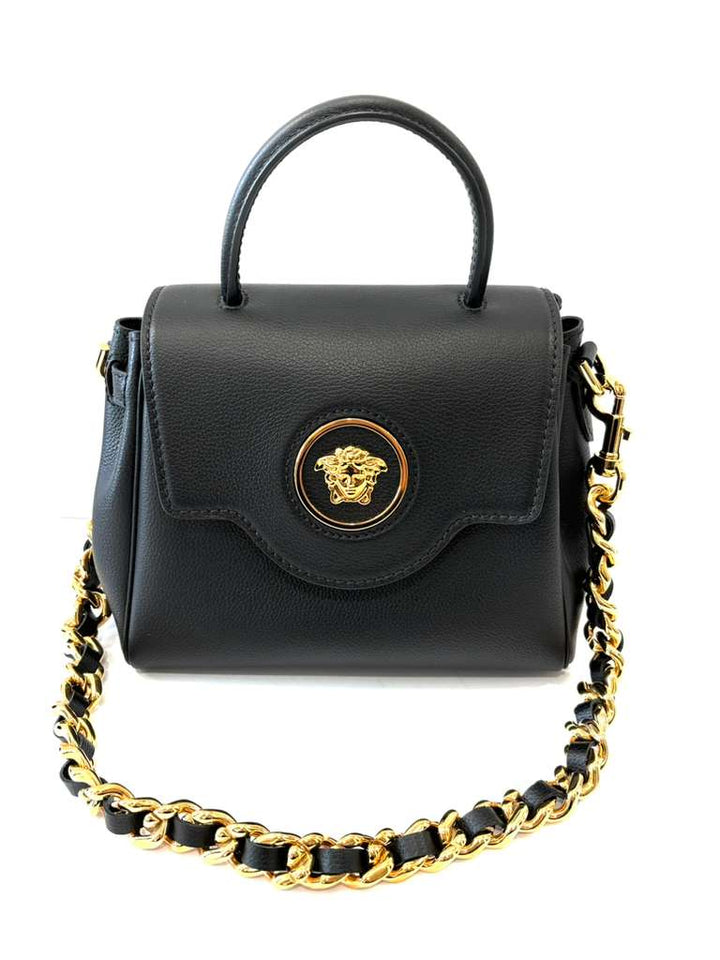 VERSACE LA MEDUSA TOP HANDLE CALFSKIN LEATHER BAG