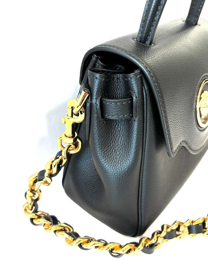 VERSACE LA MEDUSA TOP HANDLE CALFSKIN LEATHER BAG