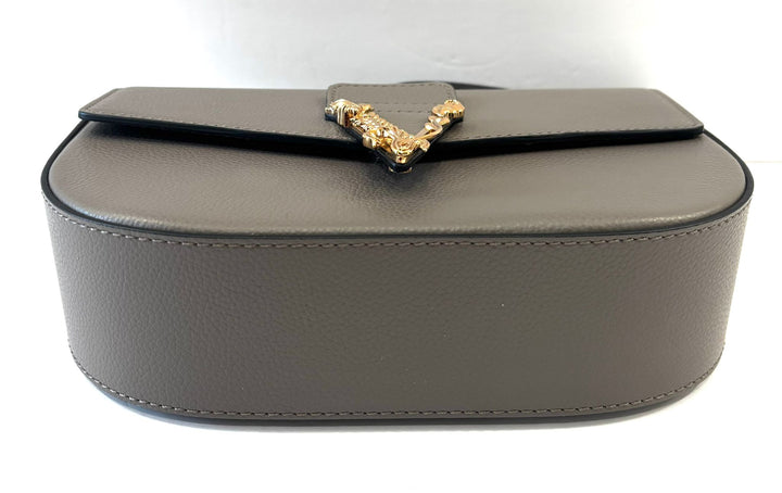 VERSACE VIRTUS GRAINED CALFSKIN LEATHER HANDBAG