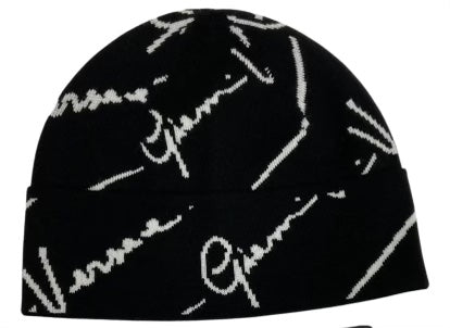 VERSACE GV LOGO JACQUARD WOOL SCARF &amp; BEANIE
