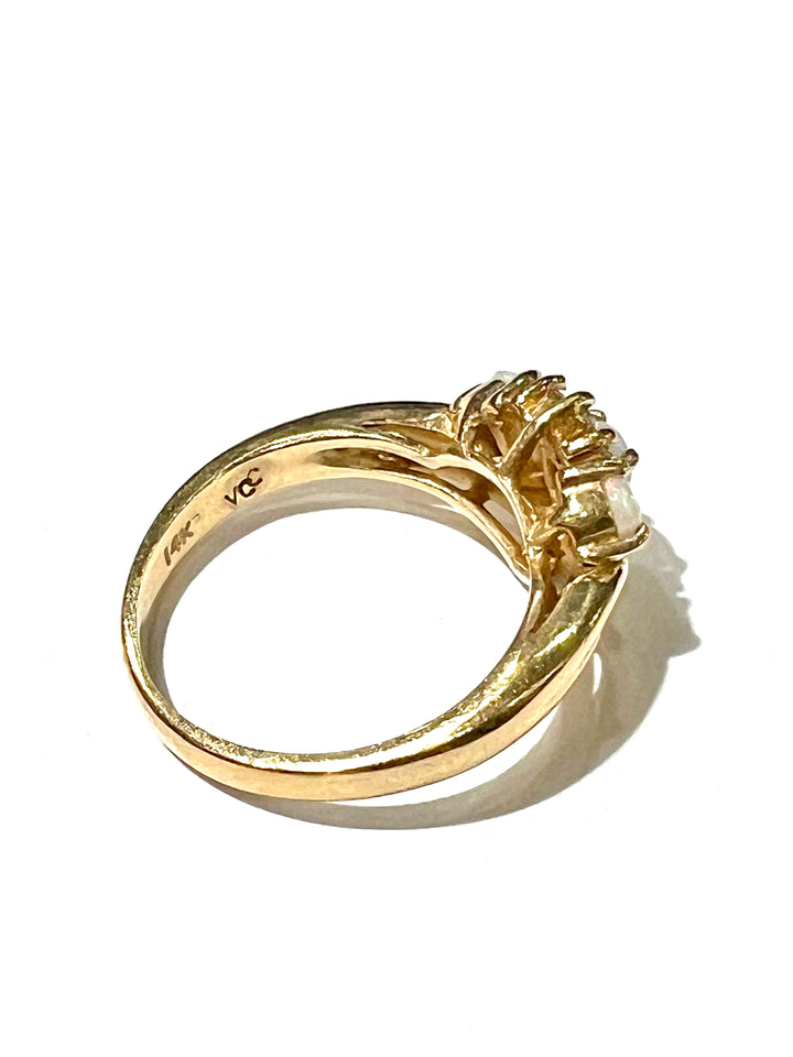 VICTORIAN OPAL AND DIAMONDS 14K GOLD RING