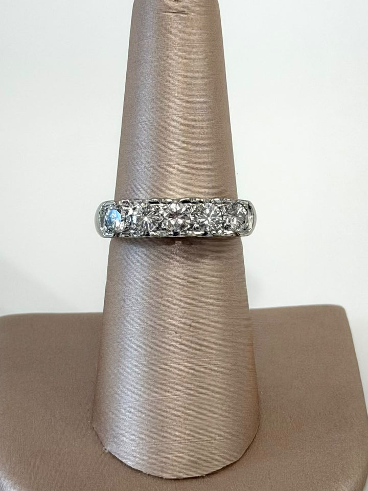 VINTAGE 14K WHITE GOLD FIVE-DIAMOND 1 CT RING