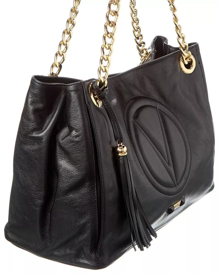 VALENTINO VERRA SIGNATURE LEATHER SHOULDER TOTE BAG