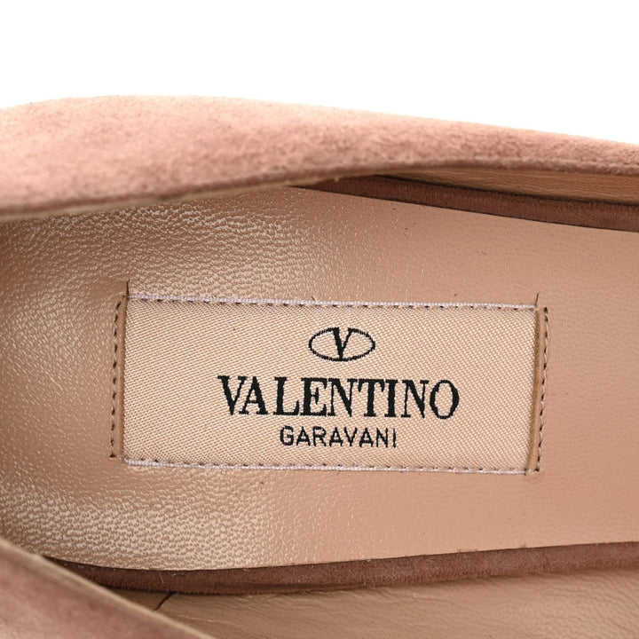 VALENTINO GARAVANI BOW SUEDE PEEP-TOE BLOCK HEEL PUMPS