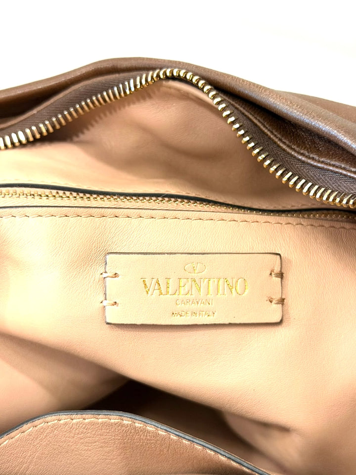 VALENTINO GARAVANI ROCKSTUD CALFSKIN LEATHER HOBO BAG