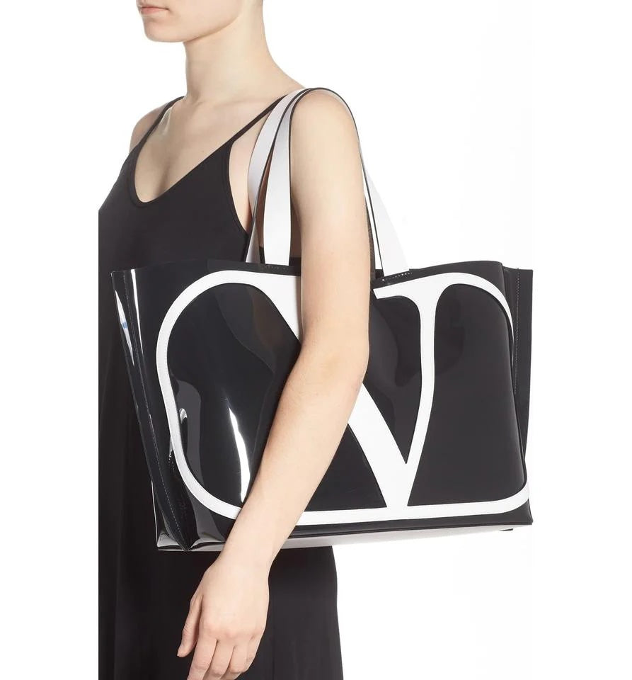 VALENTINO LARGE V-LOGO PVC SHOPPER TOTE BAG – Caroline's Fashion