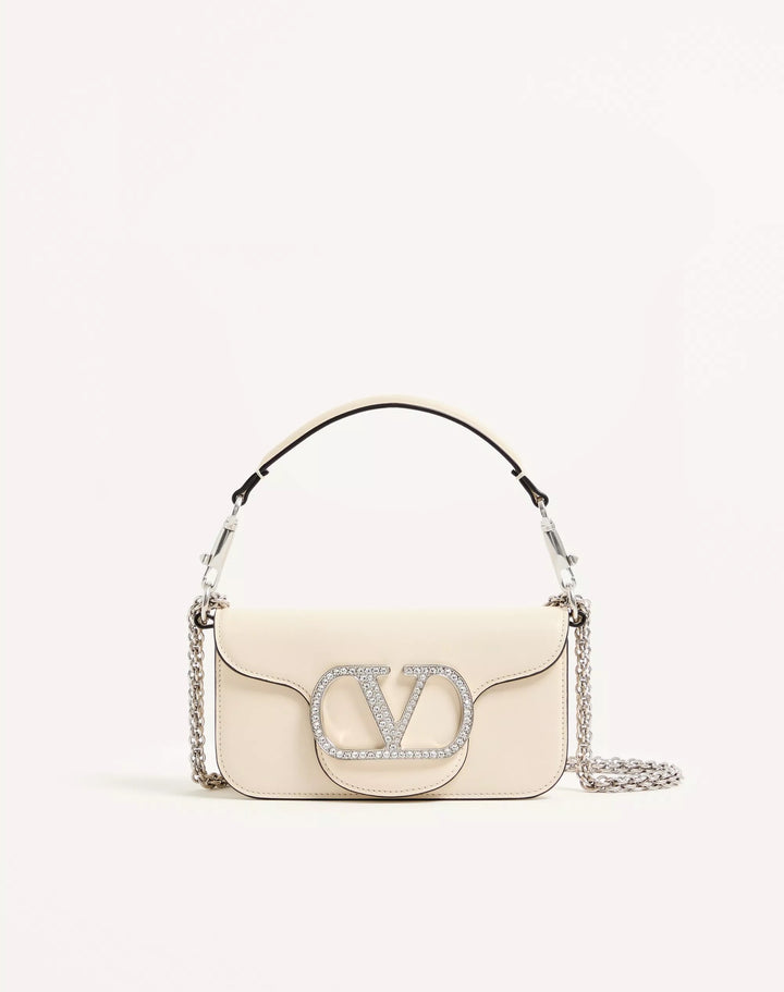 VALENTINO GARAVANI LOCÒ JEWEL LOGO SMALL CALFSKIN LEATHER BAG