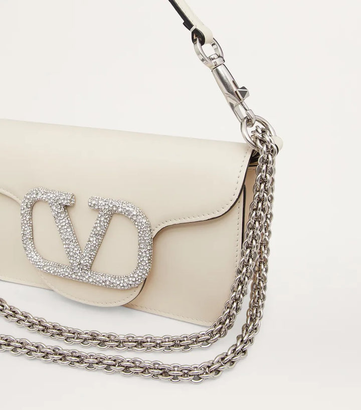 VALENTINO GARAVANI LOCÒ JEWEL LOGO SMALL CALFSKIN LEATHER BAG