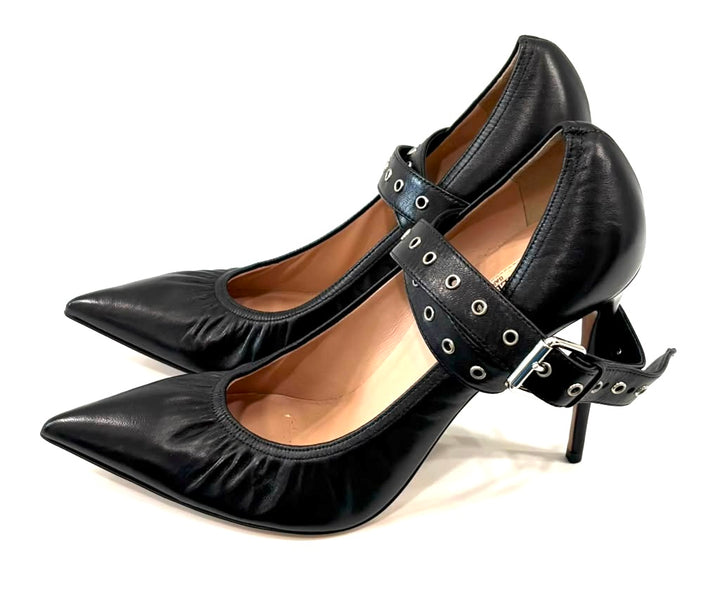 VALENTINO GARAVANI SOFT NAPPA LEATHER BALLERINA ANKLE STRAP PUMPS