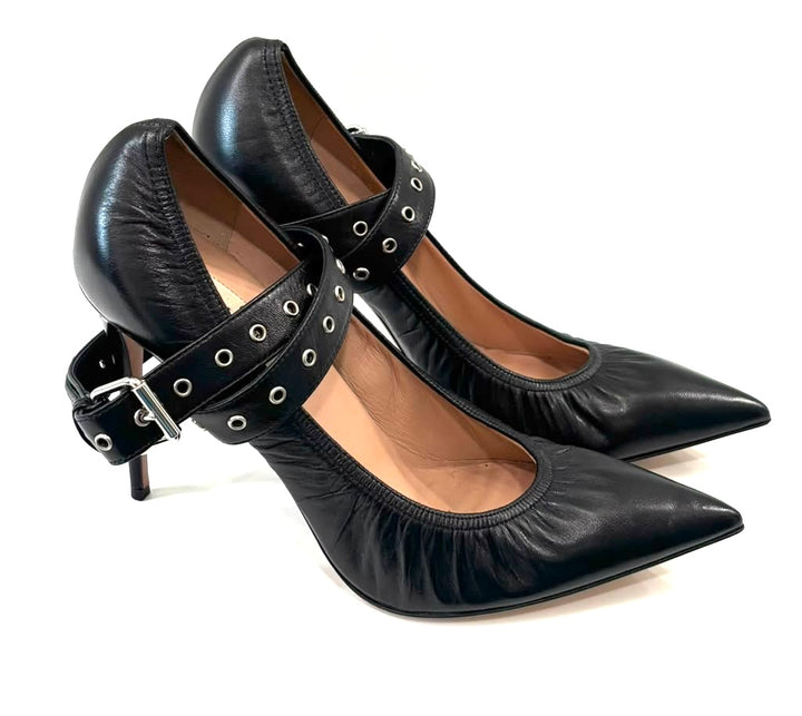 VALENTINO GARAVANI SOFT NAPPA LEATHER BALLERINA ANKLE STRAP PUMPS