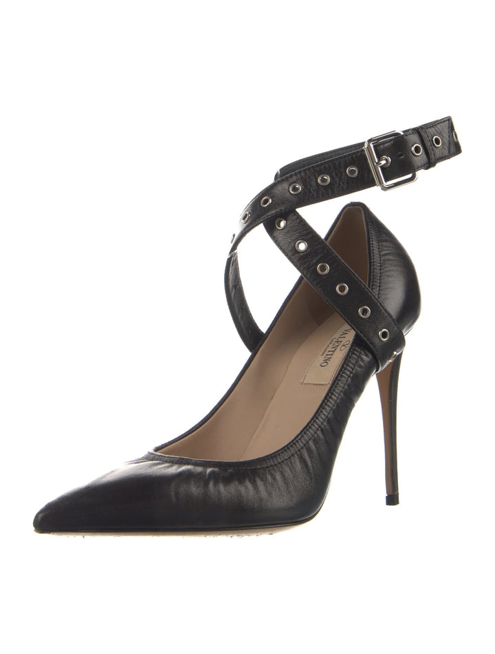 VALENTINO GARAVANI SOFT NAPPA LEATHER BALLERINA ANKLE STRAP PUMPS
