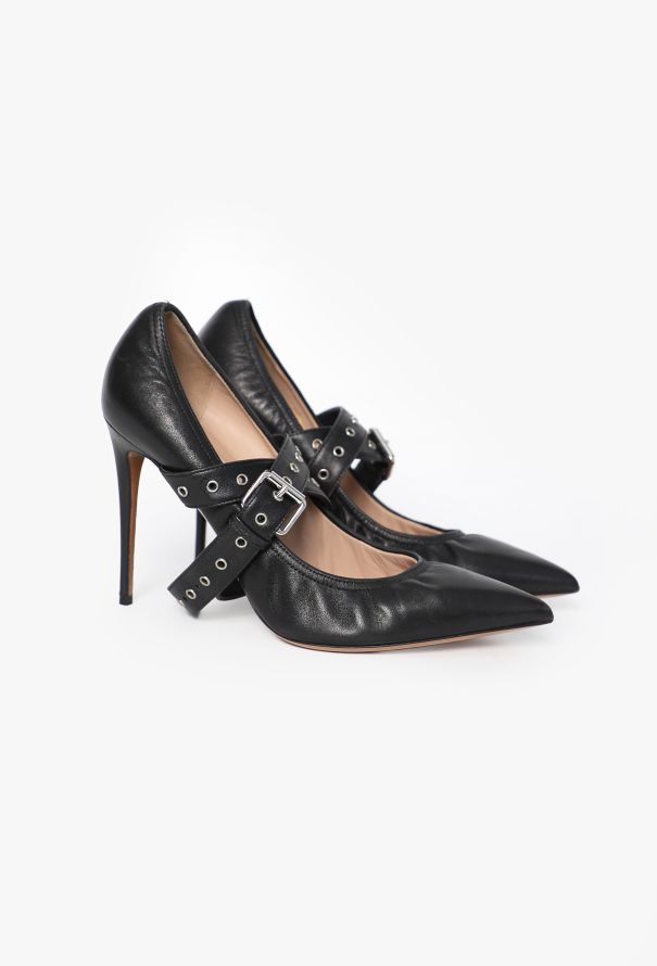 VALENTINO GARAVANI SOFT NAPPA LEATHER BALLERINA ANKLE STRAP PUMPS