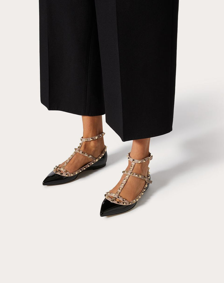 VALENTINO GARAVANI ROCKSTUD CAGE BALLERINA FLATS