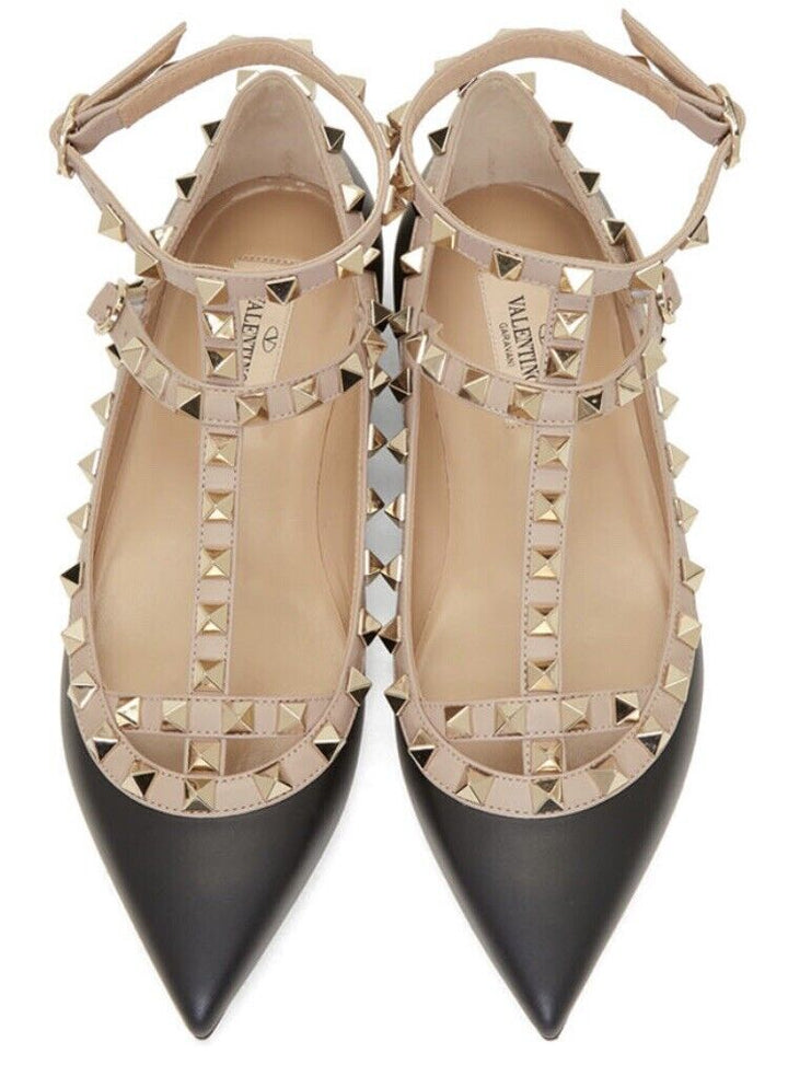 VALENTINO GARAVANI ROCKSTUD CAGE BALLERINA FLATS
